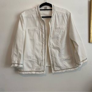 ⭐️ Chico's Chico's Nw Chauncy Chain Denim 3/4
Sleeve Optic White Open Jacke…
